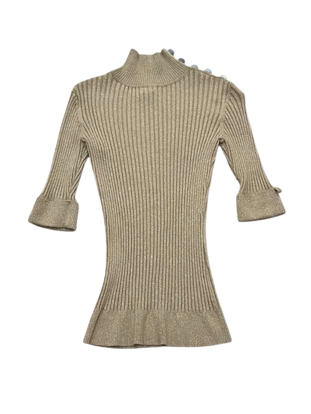 Women’s International Concepts Ribbed Gold Top Rayon/Nylon 2010s